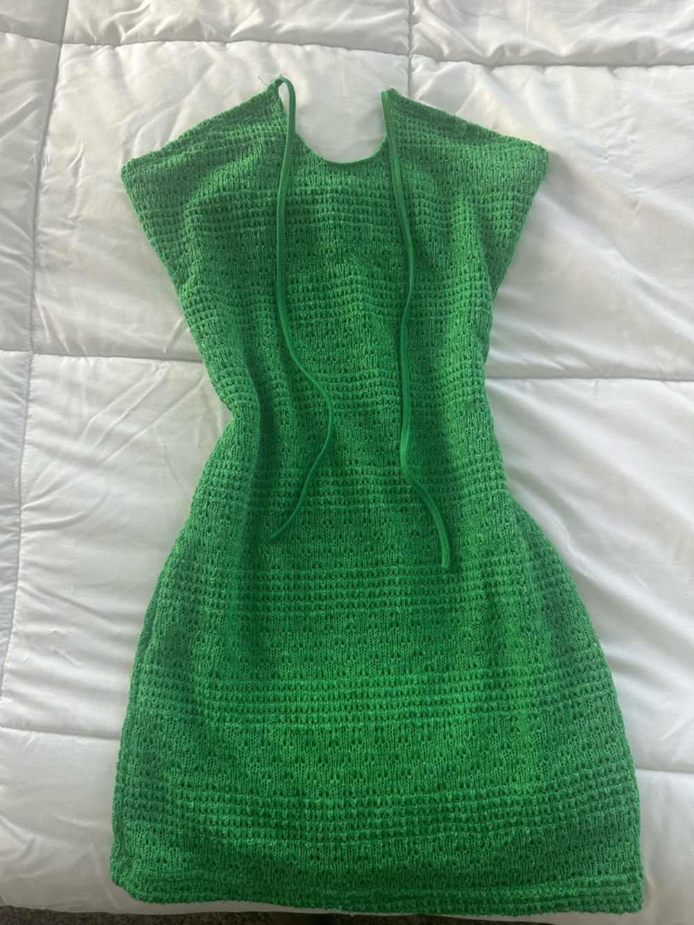 SHEIN Green Sleeveless Crochet Knit Mini Dress